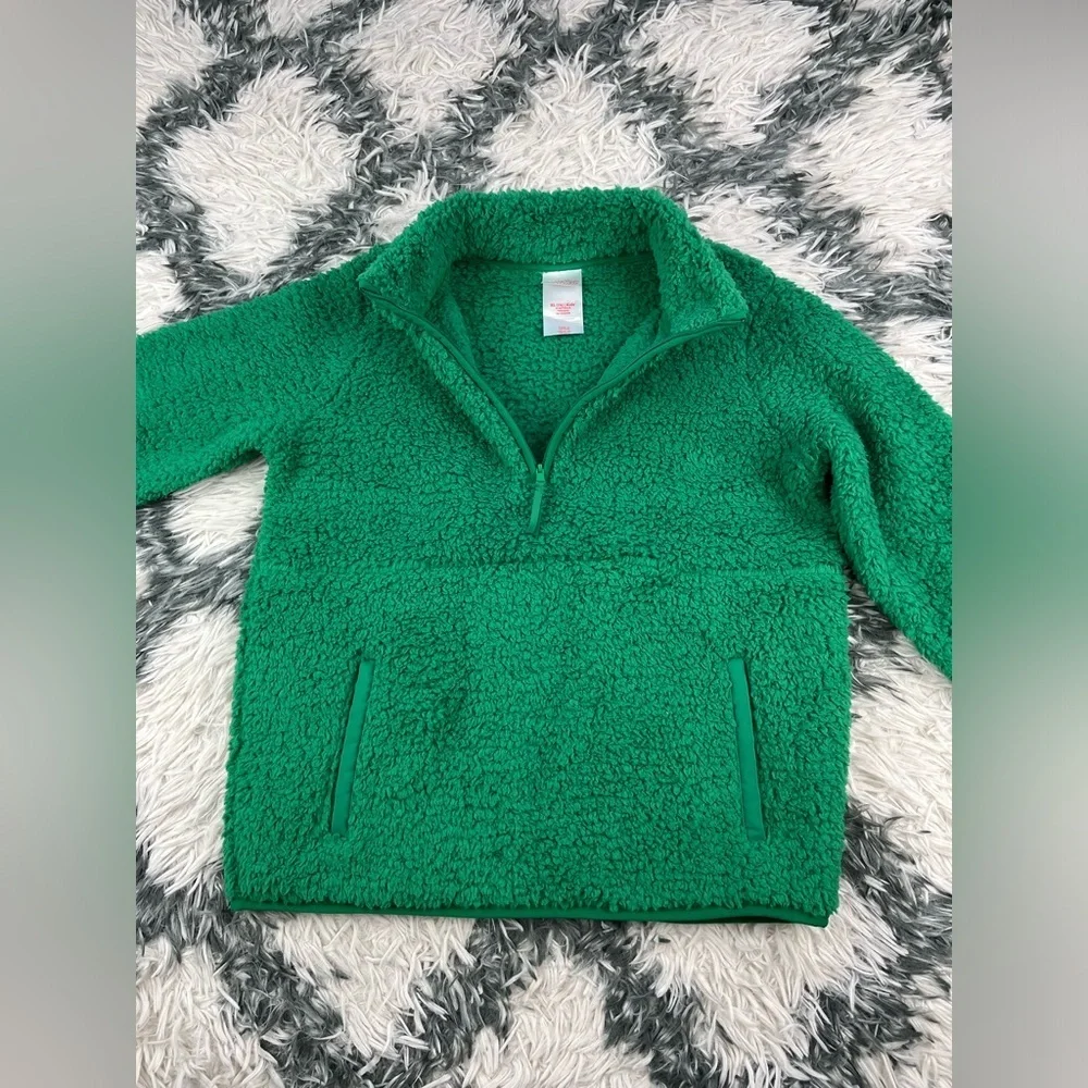 Wondershop Kids Girls Green Quarter Zip Sherpa Sweatshirt Size XL